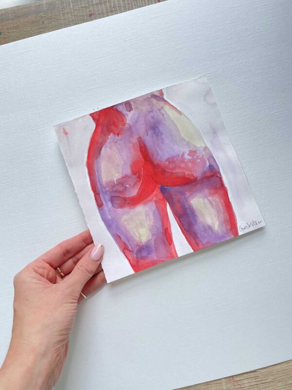 purple and red bum painting